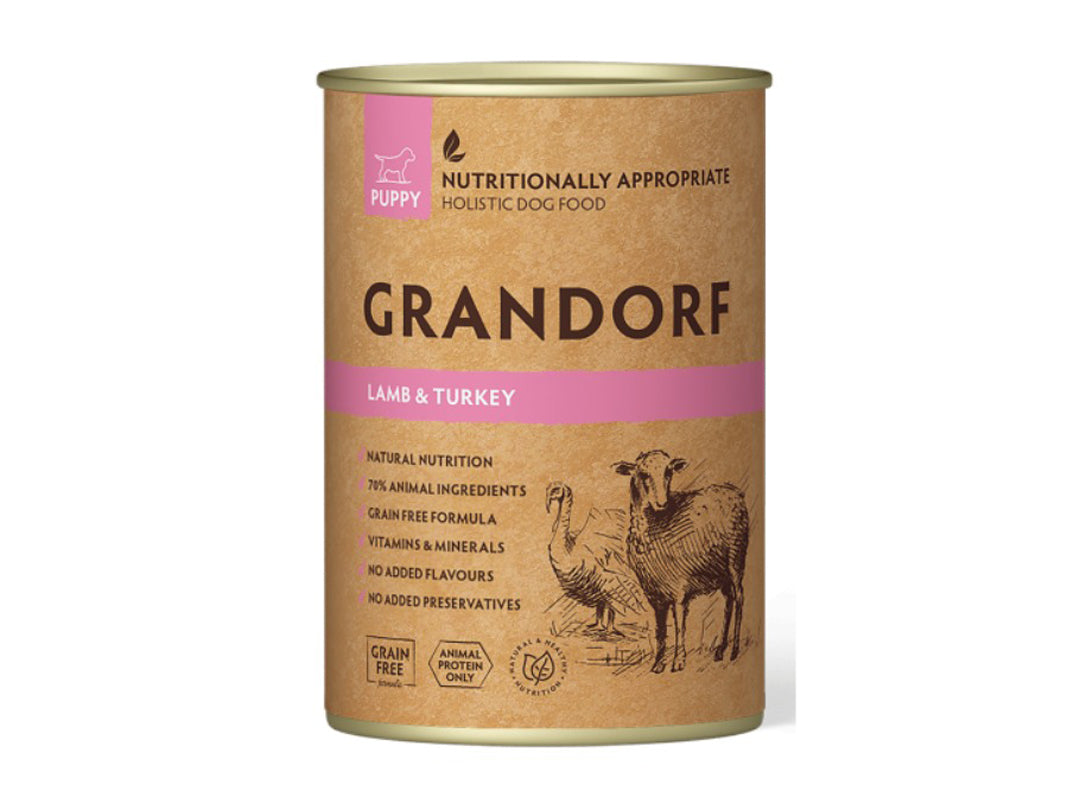 Grandorf Puppy Lamb And Turkey Tin 400g | Petshop Near Me