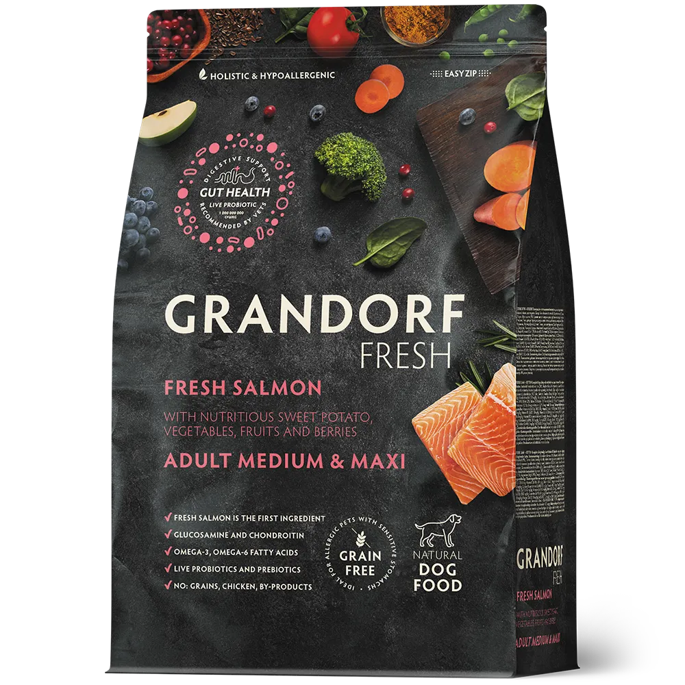 Grandorf Grain-Free Medium and Maxi Fresh Salmon 1kg