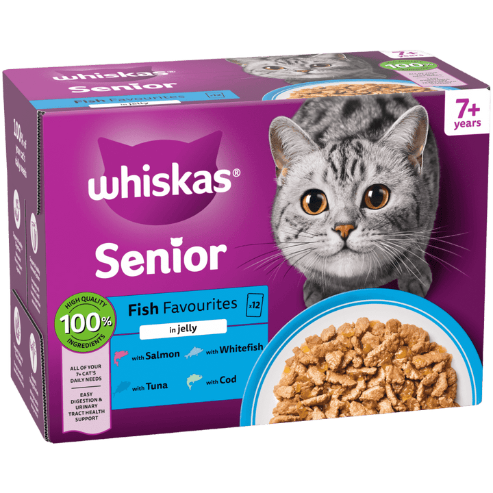 Whiskas 7+ Cat Pouches Fish Favourites in Jelly 12x85g