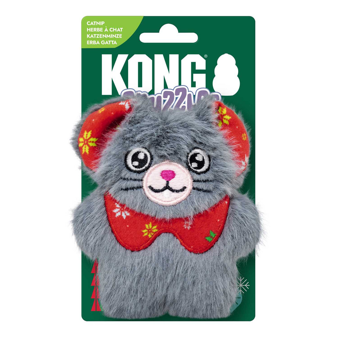 KONG Holiday Cat Snuzzles Mouse Grey, Christmas cat toy