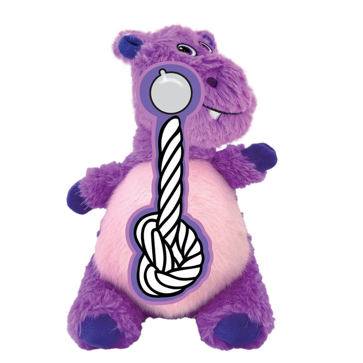KONG Holiday Knots Belly Hippo Blue Medium Large, Christmas dog toy