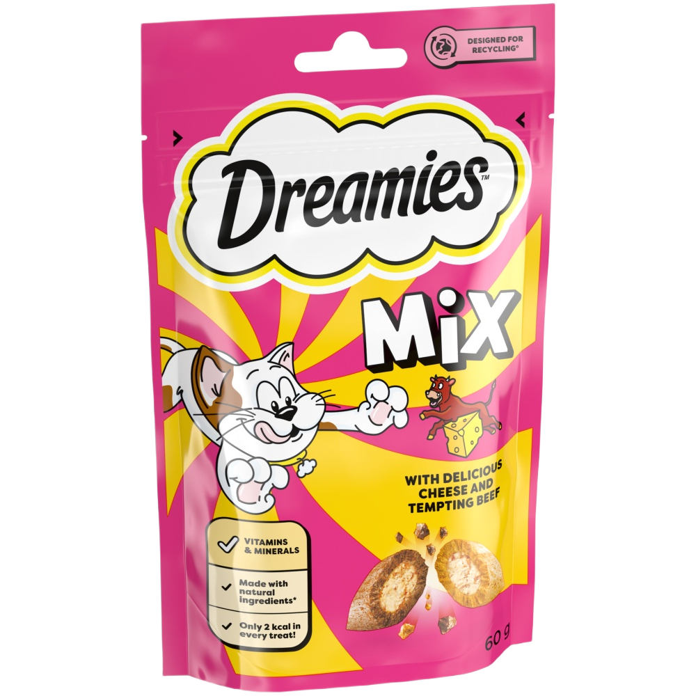 Dreamies Mix Cat Treats with Beef and Cheese 60g