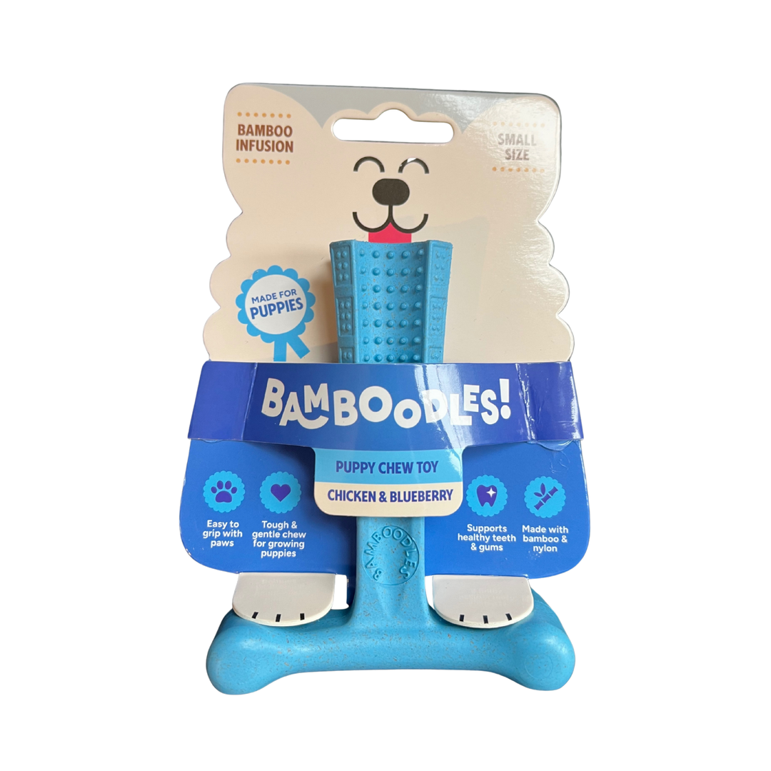 Bamboodles T-Bone Puppy Chicken and Blueberry 10cm dog chew in pack