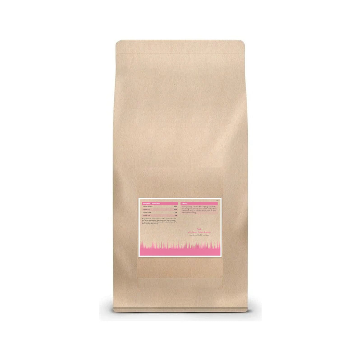 Stanley's Grain Free Pork and Sweet Potato, back of bag with composition and analysis