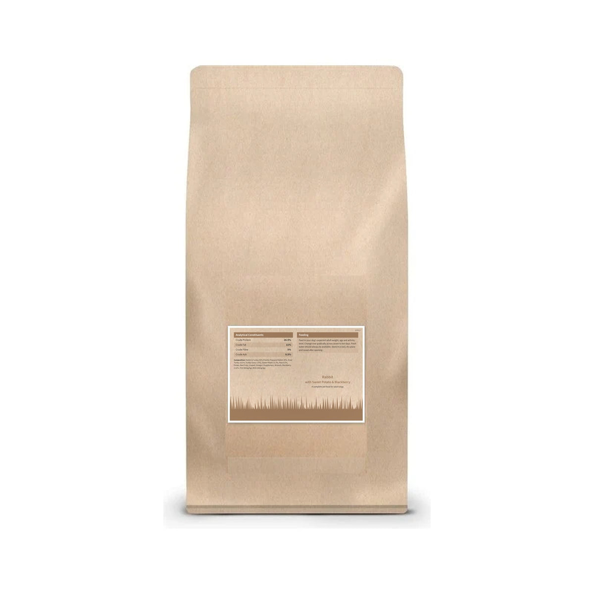 Stanley's Grain Free Rabbit and Sweet Potato, back of bag with composition and analysis