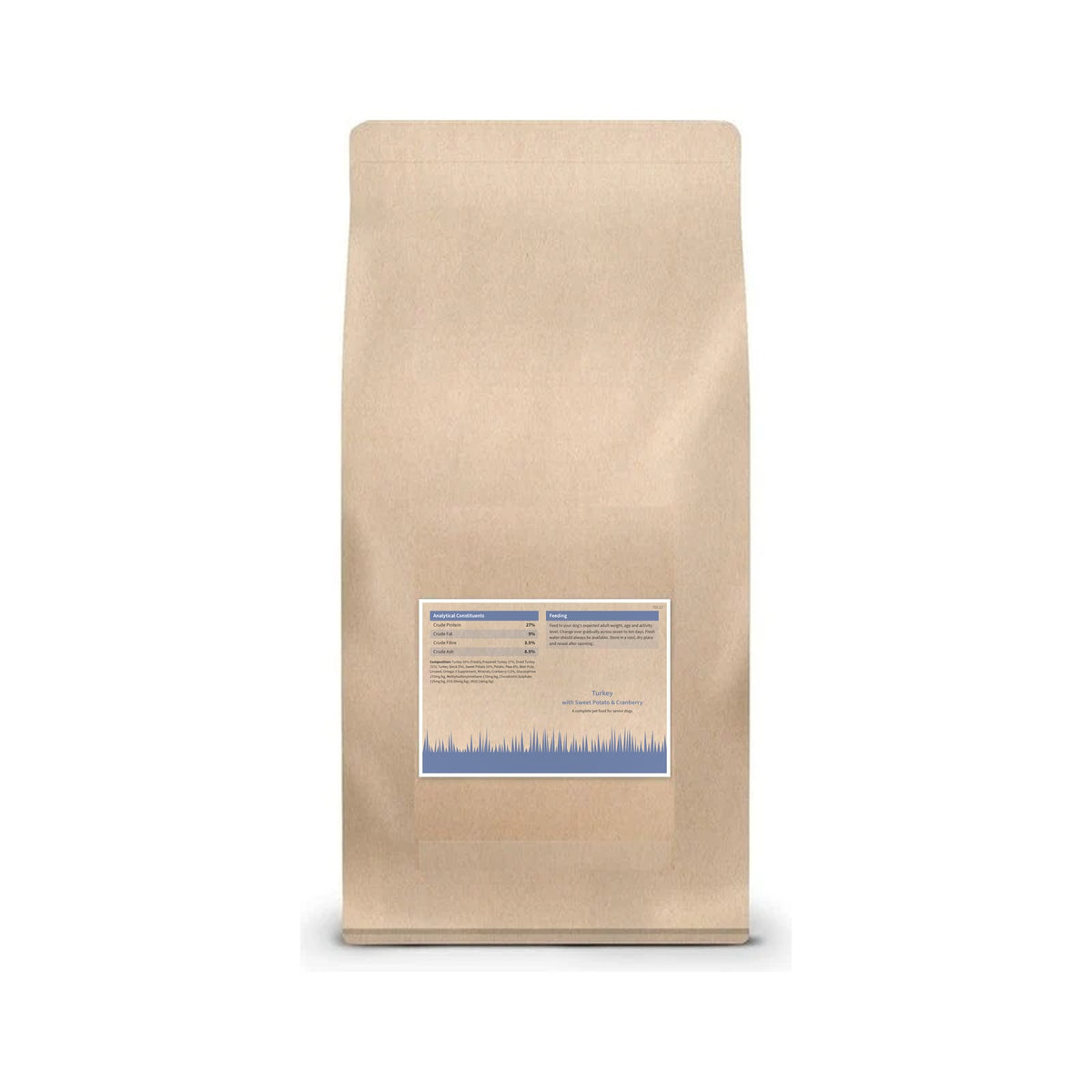 Stanley's Grain Free Senior Turkey and Sweet Potato, back of bag with composition and analysis