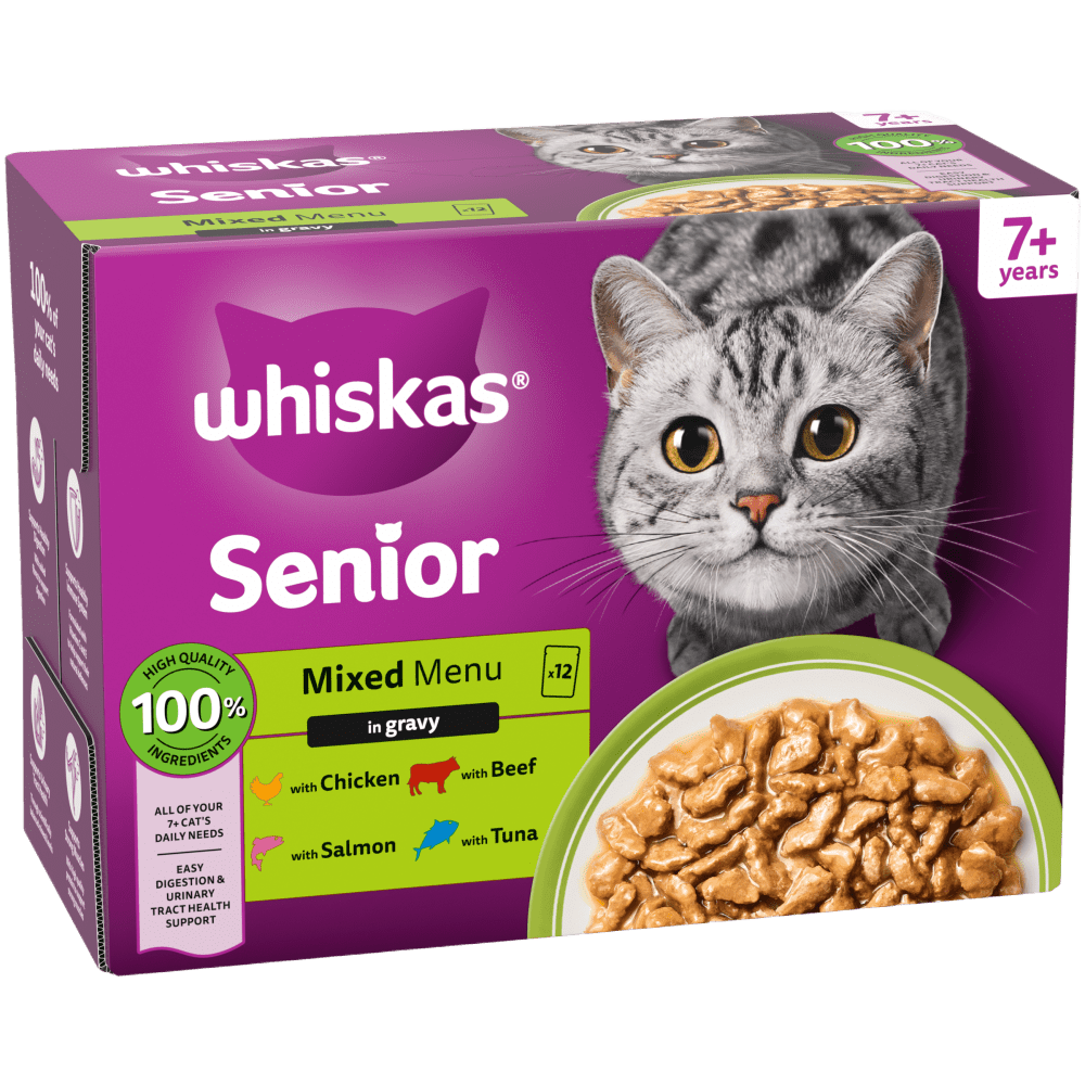 Whiskas 7+ Cat Pouches Mixed Menu in Gravy 12x85g